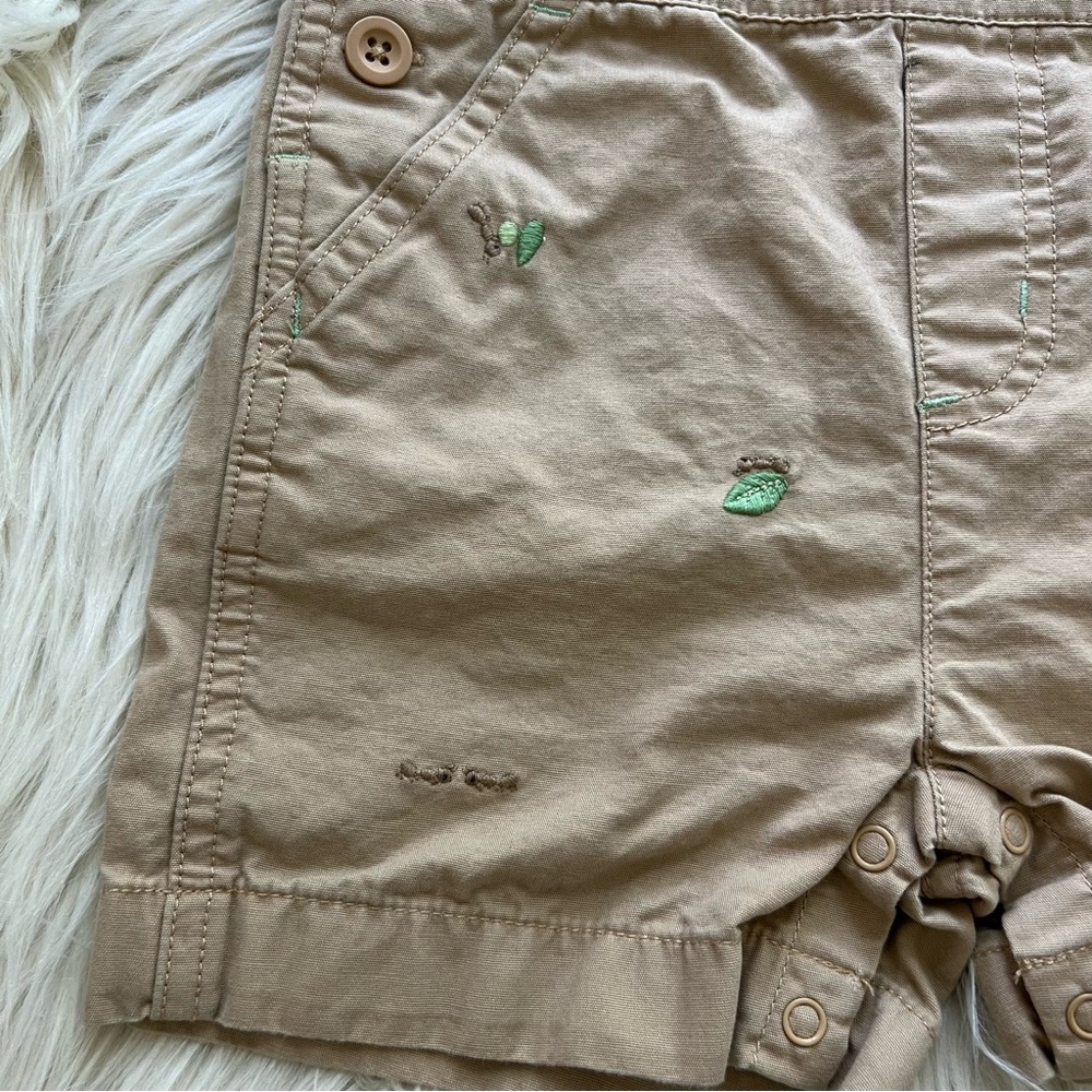 Vintage Y2K Gymboree Beige Ant Embroidered Overalls Shorts Baby Size 6-12 Months - Picture 4 of 10